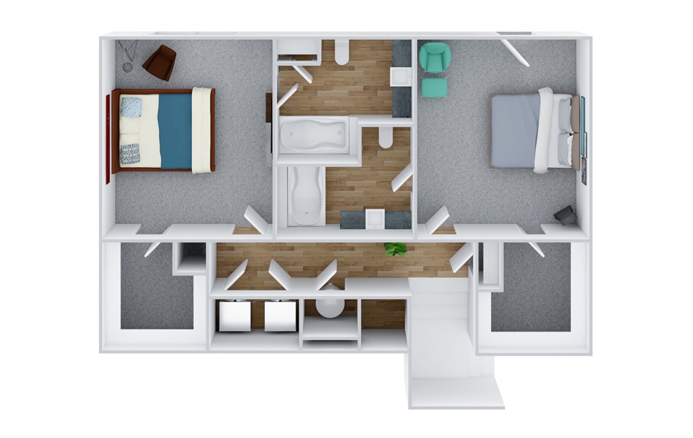 B5 - 2 bedroom floorplan layout with 2.5 baths and 1361 square feet. (Floor 2)