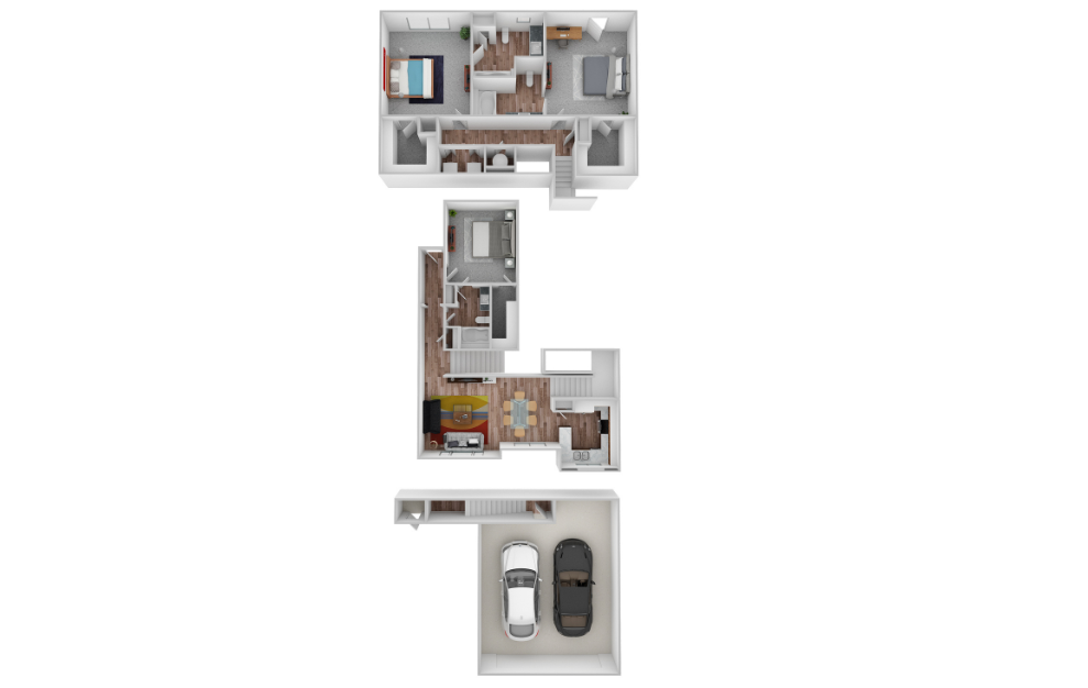 C1 - 3 bedroom floorplan layout with 3 baths and 1590 square feet. (Full Layout)