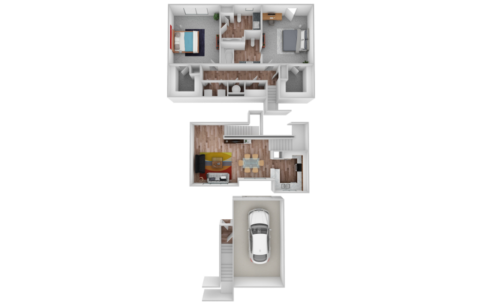 B4 - 2 bedroom floorplan layout with 2 baths and 1491 square feet. (Full Layout)