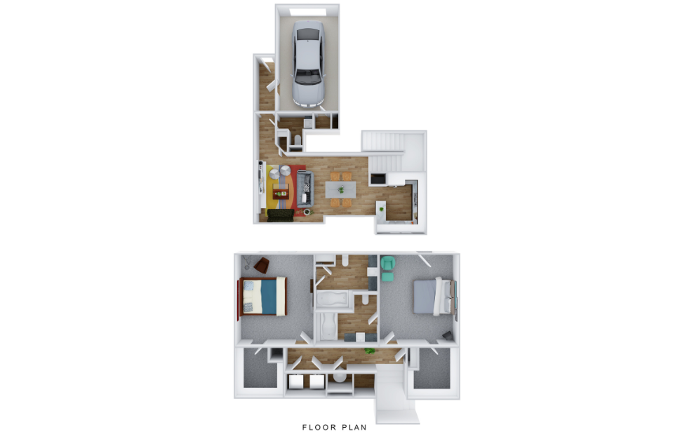 B5 - 2 bedroom floorplan layout with 2.5 baths and 1361 square feet. (Full Layout)