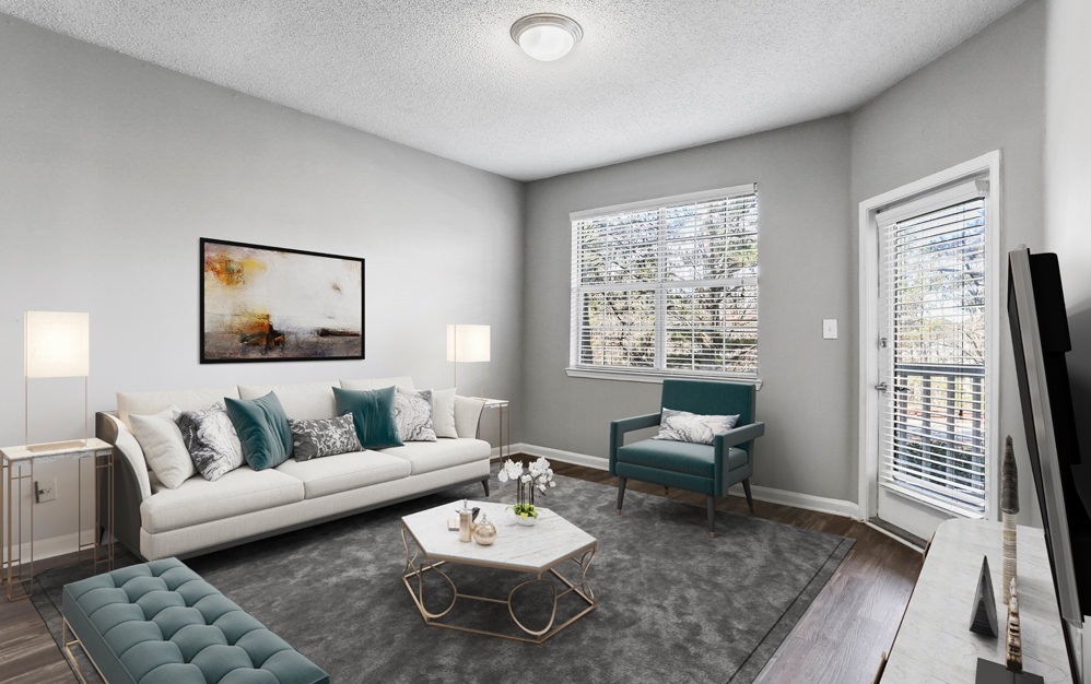 Open space living area with natural lighting