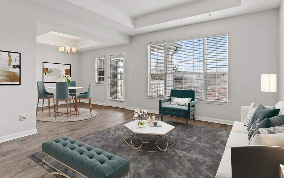 Open space living area with natural lighting