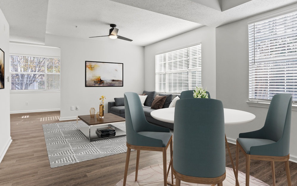 Dining room with ample lighting