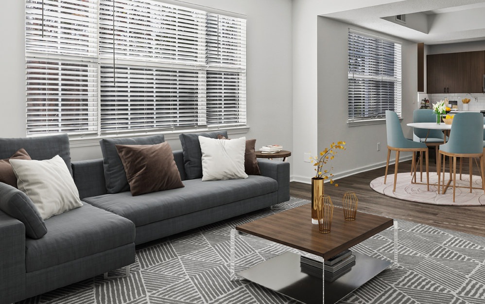 Open space living area with natural lighting