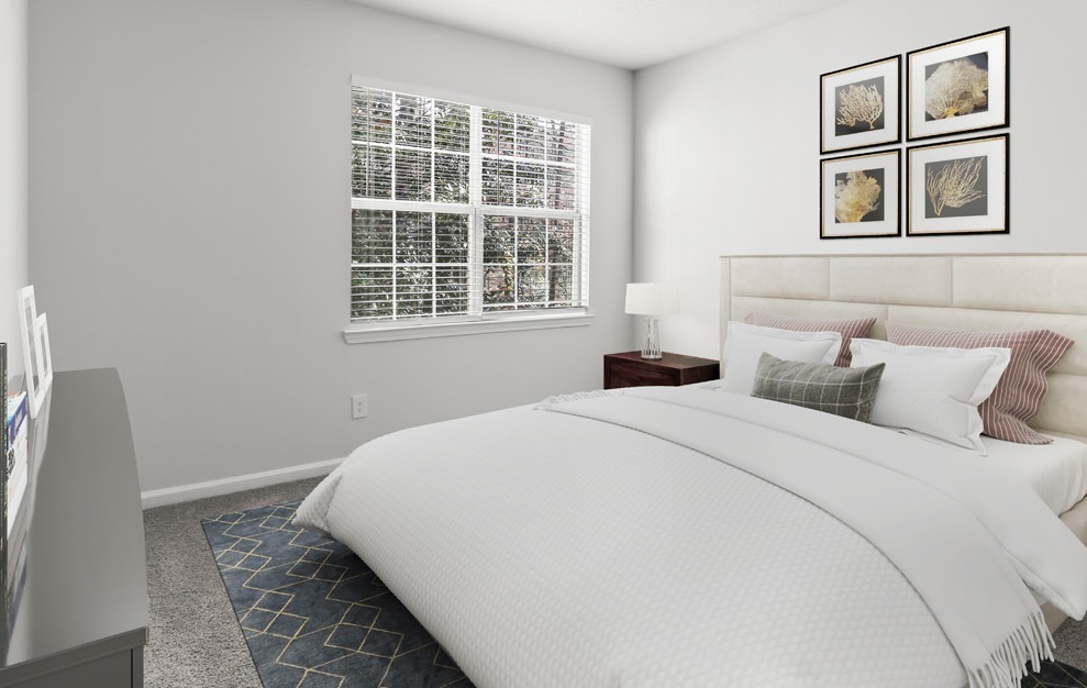 B2 - The London - 2 bedroom floorplan layout with 2 baths and 1054 square feet. (Bedroom / 3D)